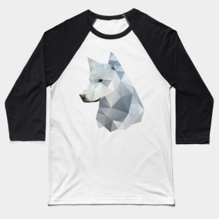 Dramabite Low-poly polygon grey wolf geometric minimal illustration Baseball T-Shirt